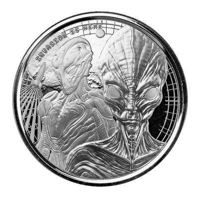 A picture of a 1 oz The Ghana Alien Silver Coin (2023)